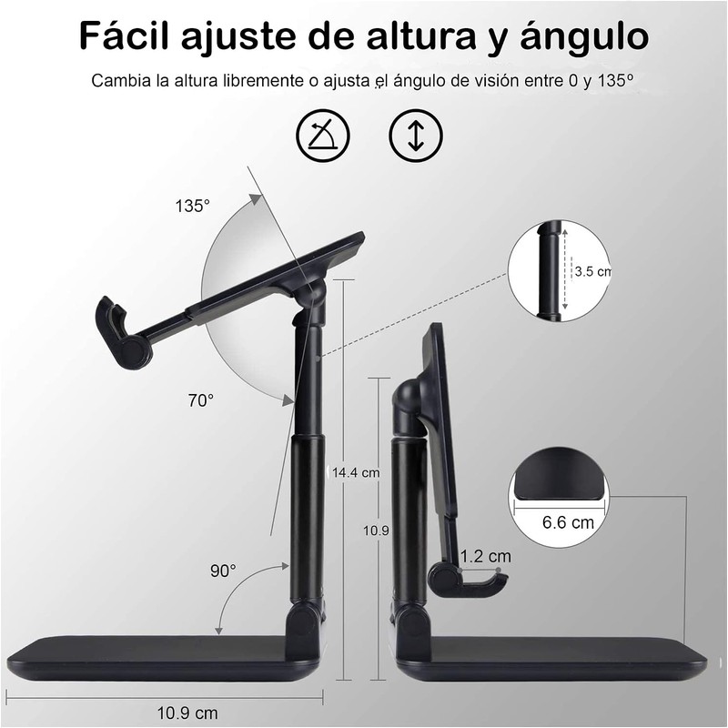 Vimi Soporte Celular De Mesa Ajustable con Inclinación Posiciones (Negro)