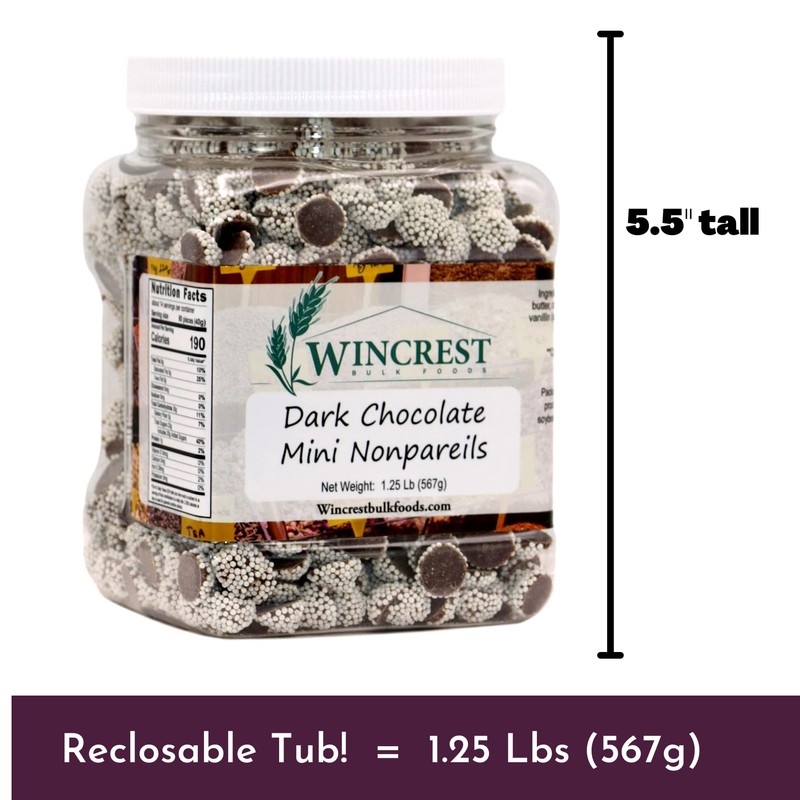 Chocolate Nonpareils - 1.25 Lb (20 Oz) Tub (Mini Dark
