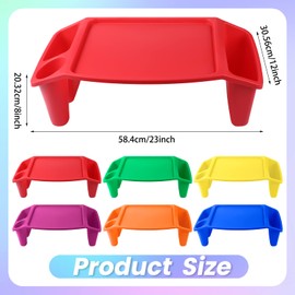 Maitys 6 Pcs Kids Lap Desk Tray Portable Desk Side Storage Pockets with 3 Compartments Color Laptop Desk for Breakfast Tray Toys Coloring Books Tablets Books Games and Snacks 6 Colors