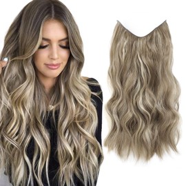 Invisible Wire-In Hair Extensions, Curly Wavy Hair Extension, Long Hairpiece for Women