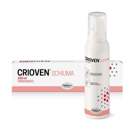 Omega Pharma - Crioven Schiuma Effetto Freddo con Acido ialuronico, Sollievo per Gambe Pesanti - Bombola 150 ml