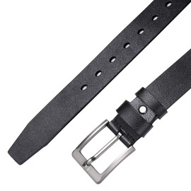 TEAMMAO Leather Belt Men's Belt Leather Waist Belt Normal Large Size 110 cm-180 cm Retro Black Buffalo Leather Denim Belt 3.8 cm with Gift Box, black