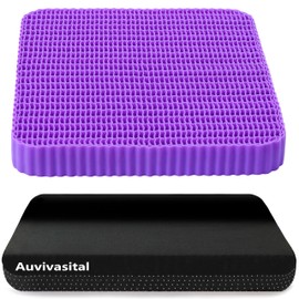 Extra Thicken Pure Gel Seat Cushion, Large Pressure Relief Cushion for Long Sitting, Lumbar Spine, Sciatica, Tush, Coccyx Support Gel Cushion for The Office, Car, Wheelchair, Recliner, Chair.(Púrpura)