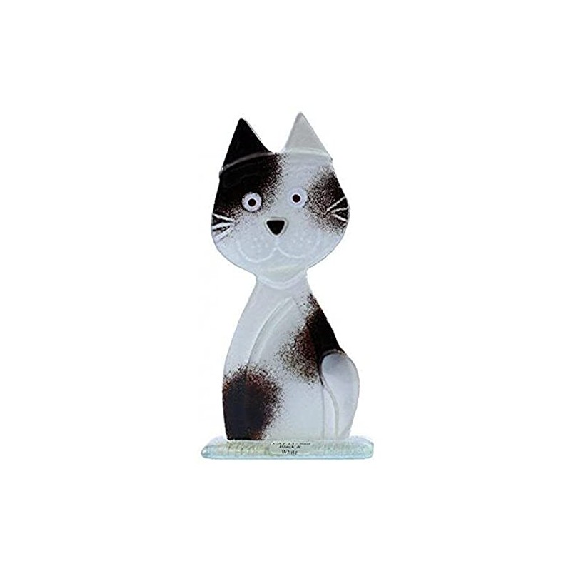 Fused Glass Cool Cats Collection - Charley Cat in black