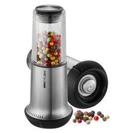 GEFU X-Plosion Salt / Pepper Mill, Spice Mill for Salt or Pepper, Ceramic Grinder, Glass, Black/Silver, M