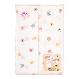 Isamu Shokai 100% Cotton, Made in Japan, Soft Bathing Gauze, Animal Land Pattern, 12.6 x 27.6 inches (32 x 70 cm), 2 Pieces, Bath Cloth, Bath Towel