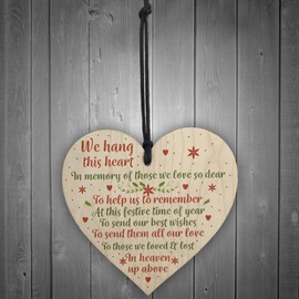 RED OCEAN MUM DAD NAN Memorial Christmas Tree Bauble Wooden Hanging Heart Xmas Decoration Sign