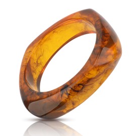 Resin Bangle, Square Acrylic Resin Bangle Acrylic Bracelet Amber Color Resin Bracelet for Women Geometric Bangle Bracelet Wristband Resin Irregular Bangle for Women Jewelry Gift