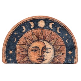 Semi Round Boho Bathmat Sun and Moon Fun Bath Mat Non Slip Washable Bathroom Decor Half Circle Bohemian Home Floor Doormat Semicircle Indoor Rug (Boho Sun Moon)