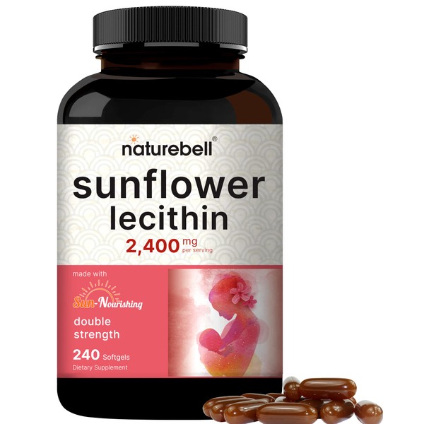 NatureBell Sunflower Lecithin 2,400mg, 4 Months Supply, 240 Softgels | Infused with Non-GMO Sunflower Seed Oil – Rich in Phosphatidyl Choline – No Soy, No Gluten