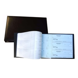 Black Business 7-Ring Check Binder for Standard Manual Business Checks, 14-3/16" x 9-5/8" with 1-1/2" Spine, Holds up to 600 Sheets, Fits 9" x 13" Sheets