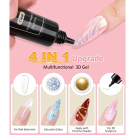 4 in 1 Upgrade 3D Gel Nail Gold Chrome Nail Powder- White Gold