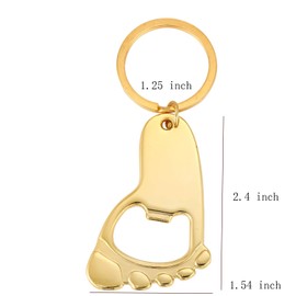 12 Pack Baby Footprint Keychain Bottle Opener Baby Shower Favors and Decoration,Bottle Opener for Guest Wedding Party Favor,with Organza Bags and Thank You Tags (Gold, 12)