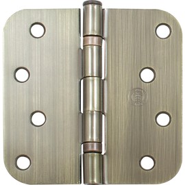 Stone Harbor Hardware 4" Ball-Bearing Door Hinges, 5/8" Radius Corner, Antique Brass, 3-Pack