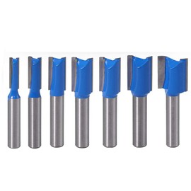 Shallho 7-Piece 8 mm Shank Groove Cutter Set, 6-20 mm Cutter Router Bits, Straight Cut, Tungsten Carbide Carbide Milling Tool Set for Woodworking