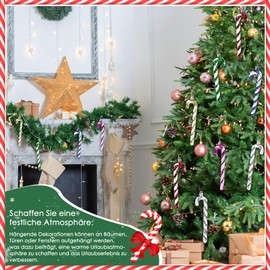 Christmas Tree Decorations Pack of 12 Candy Canes Christmas Tree Suitable for Christmas Party Gifts at Home, Indoor and Outdoor Decoration (Red)