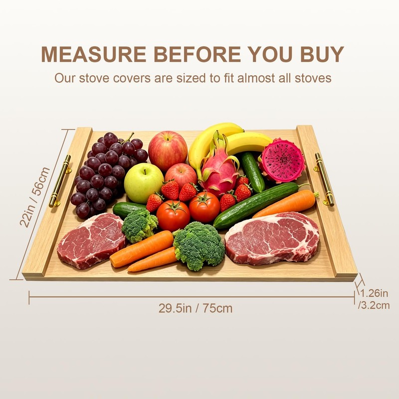 Noodle Board Stove Cover w/Handles, for Gas & Electric Stoves
