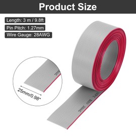 MECCANIXITY 28AWG IDC Wire Flat Ribbon Cable 3 m/9.8ft Length 1.27mm Pitch 20 Pin Gray for JTAG/ISP Connecting