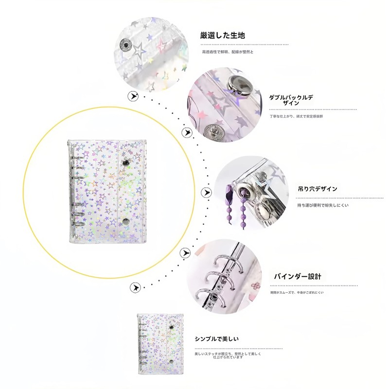 Sticker Album A6 Size Transparent Removable 3-Layer Film For Girls