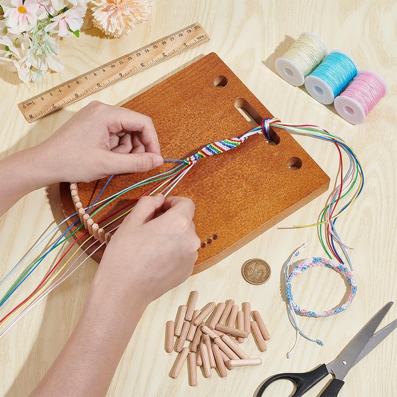 BENECREAT Wooden Bracelet Maker, Knitting Bracelet Making Kit with Multiple