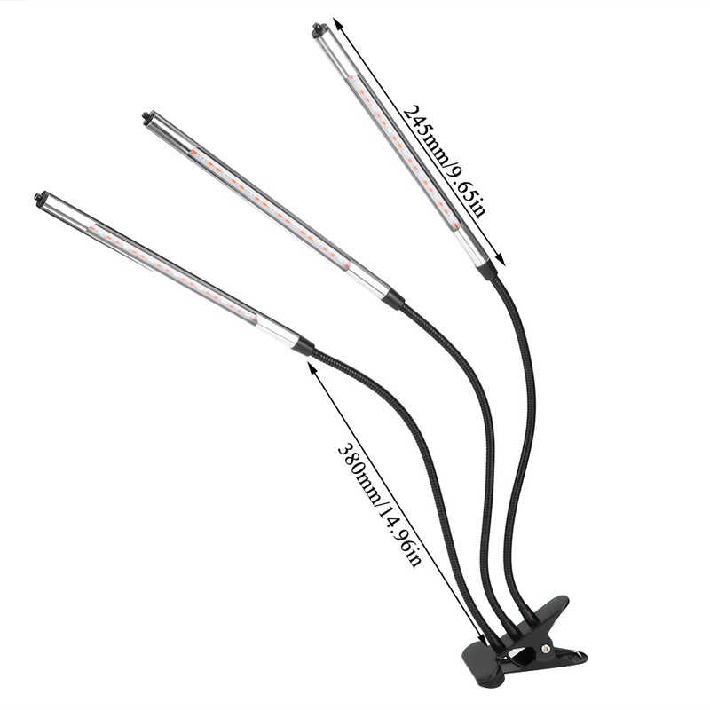 27w 3 Tube USB LED Grow Light with Clip Base