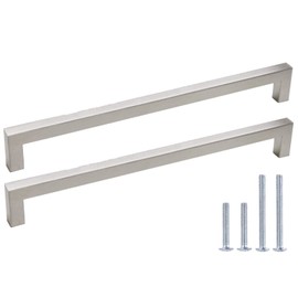 Gobrico 10 Pack 10 inch (256mm) Hole Centers Square Cabinet Handles and Knobs Brushed Nickel Drawer Pulls Stainless Steel Bath Bed Furniture Handles
