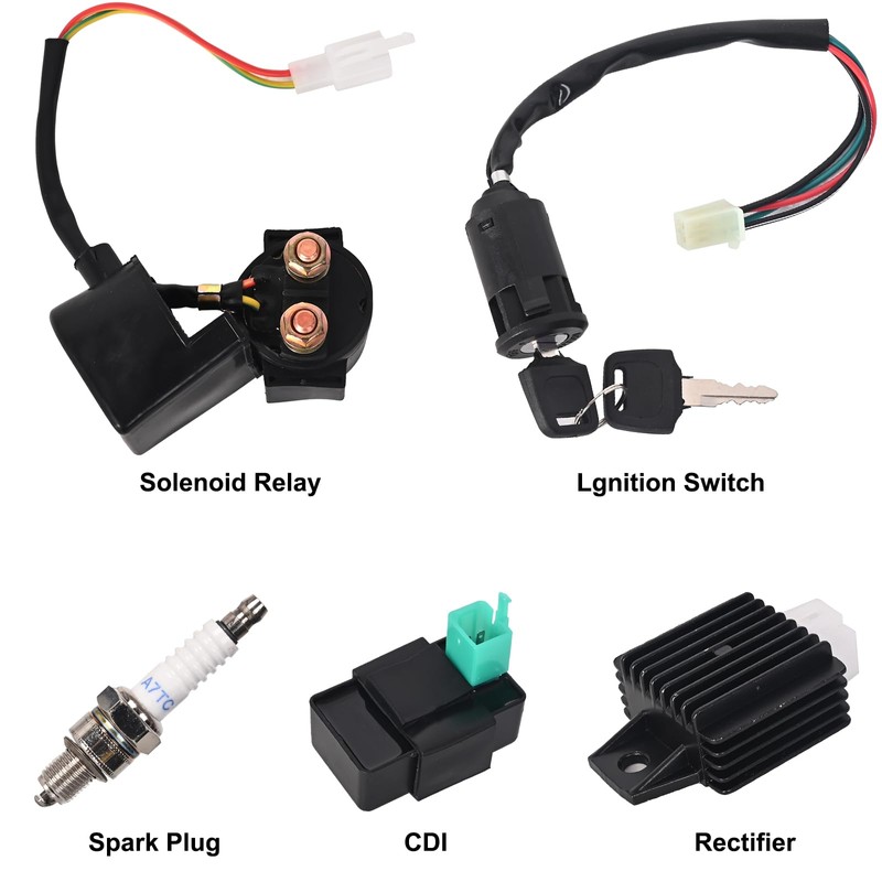 LAXEEM Complete Electrics Wiring Harness Kit, Coil Stator Solenoid Relay