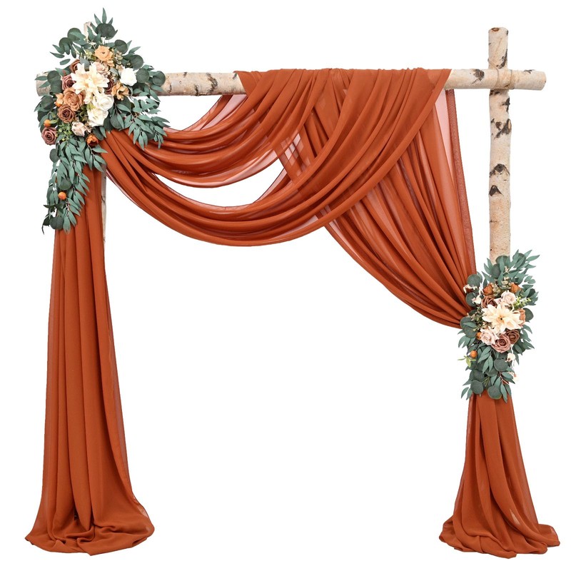 Showgeous Wedding Arch Draping Fabric 2 Panels 28" x20Ft Terracotta