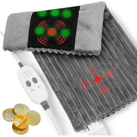Dowin Far Infrared Heating Pad - Natural Jade Vibrating Massaging Weighted Heating Pad for Neck and Shoulders, Electric Heat Pad with 3 Heating Levels & 3 Vibrating Settings, 6.3lbs 20" x 24"