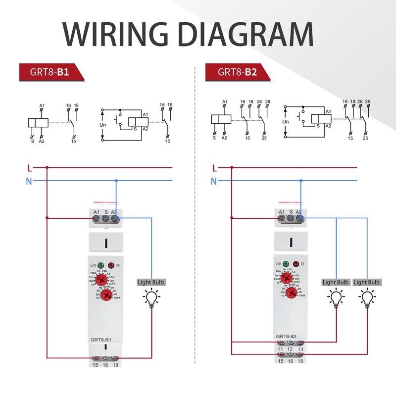 Delay Turn Off Time Relay, 16A GRT8-B2 Adjustable Single Function