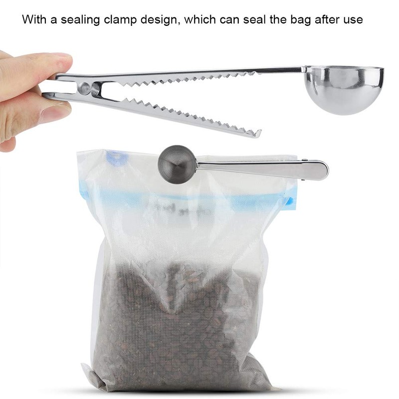 FTVOGUE Cuchara multifuncional de acero inoxidable con abrazadera de sellado,