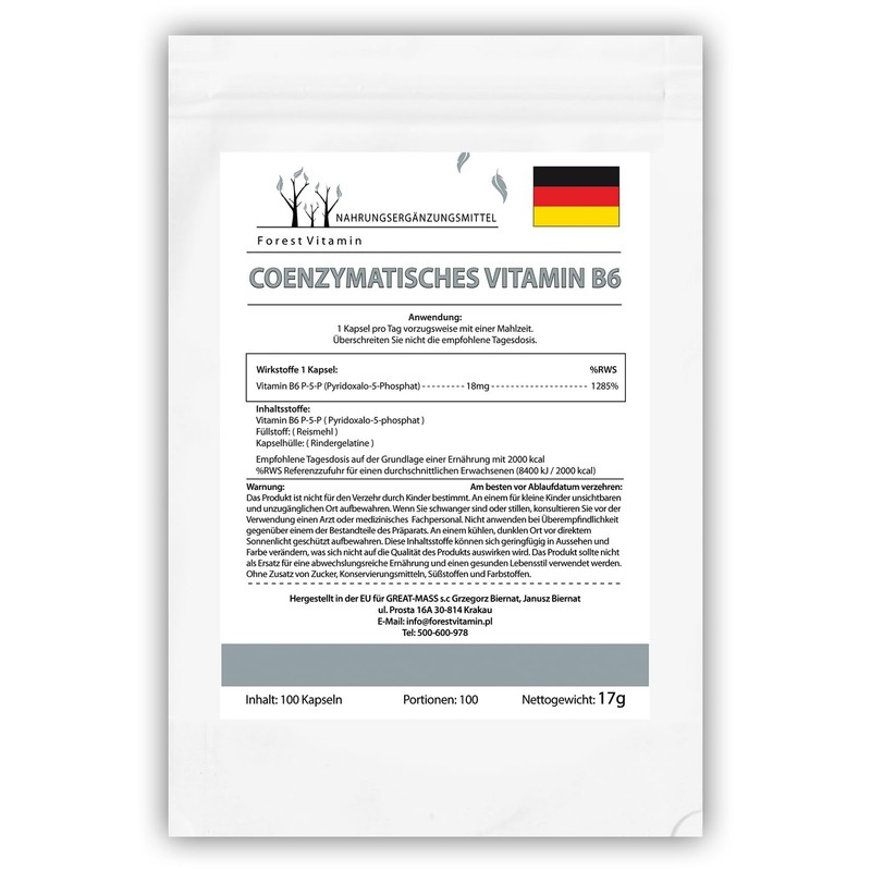 P5P - Forest Vitamin - P5P Coenzymated Vitamin B6-100 Capsules