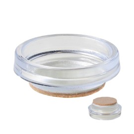 CASTOR CUPS FURNITURE FLOOR PROTECTOR GLIDES CLEAR + FELT PAD 44MM ( pack 4 )