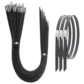 Aroono Heavy Duty Metal Zip Ties-20 inch, 304 Stainless Steel, Self-Locking Design, High Temperature Resistance (Black 10pcs)