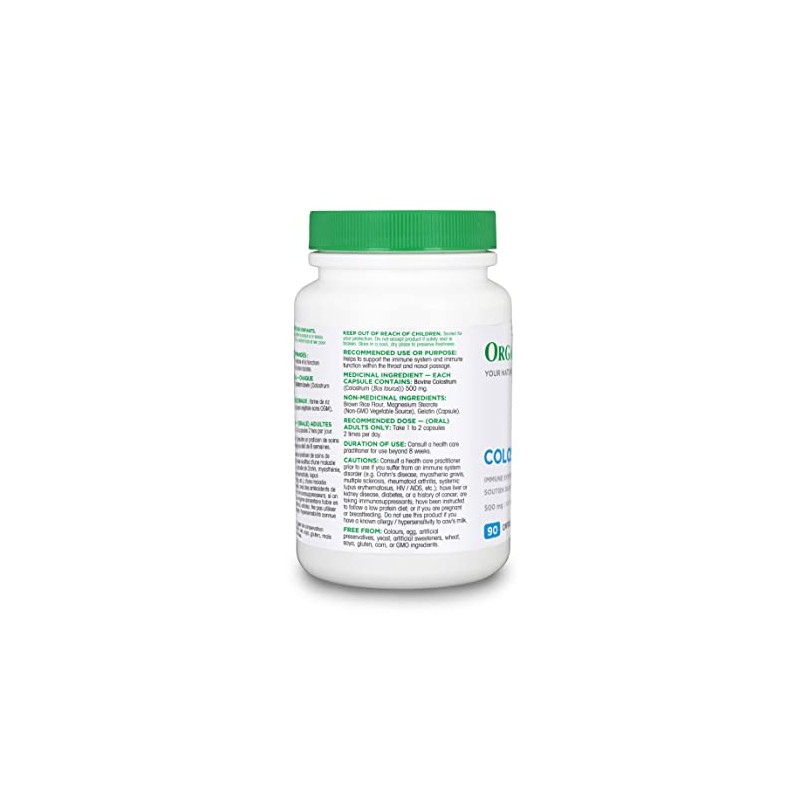 Organika Organika Canadian-Made Colostrum (Bovine)- Immune Support, Grass-Fed- 180caps