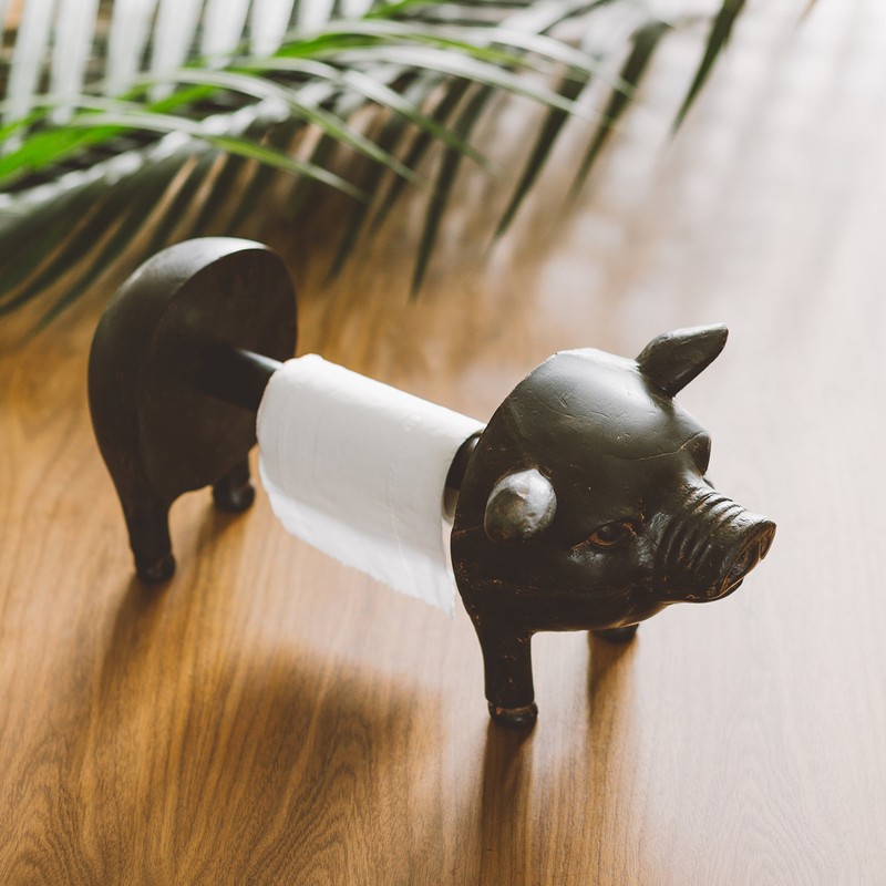 NIKKY HOME Rustic Farmhouse Foamex Pig Paper Towel Holder -