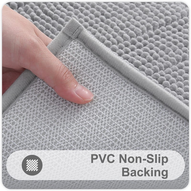 smiry Non Slip Chenille Bath Mat Set, Pack of 2,