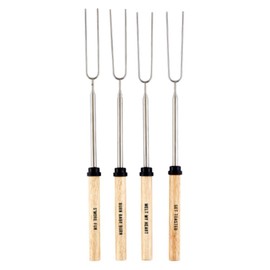 Santa Barbara Design Studio Roasting Sticks Wood & Stainless Steel Marshmallow Skewers, Set of 4, S'mores