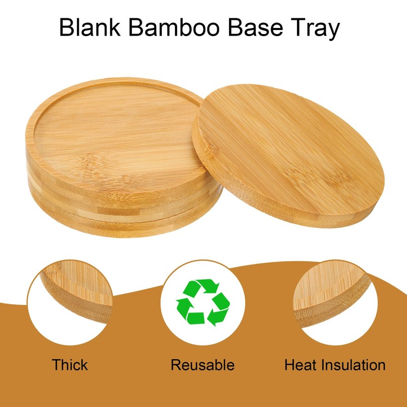 sourcing map 4PCS Mosaic Bamboo Coasters, 4.3 Inch Blank Base