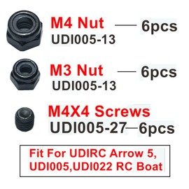 ZDingTech RC Boat Propeller Fixed Lock nut Screws UDI005-13 UDI005-12-27 for UDI Arrow RC Boat Parts,M3 M4 Lock nut Parts for UDIRC 5 005 UDI005 UDI022 RC Boat.Total 18pcs.
