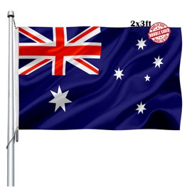 Australia Flag 2x3 Outdoor Double Sided - Vivid Color Polyester Canvas Header and 4 Rows Stitched - Australian National Flags with Brass Grommets