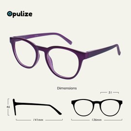 OPULIZE-Blu Retro Blue Light Blocking Gafas de lectura Purple Computer Gaming Anti Glare Eye Strain Unisex B55 +1.00