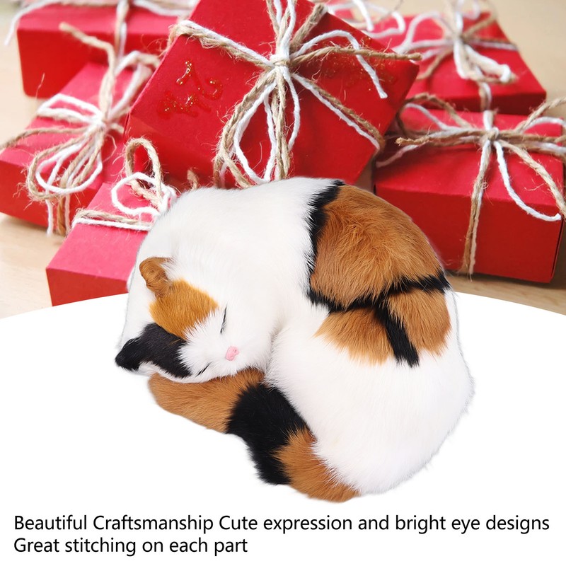 Fur Cat Figurine Simulation Innovative Hand Crafted Cute Fur Cat