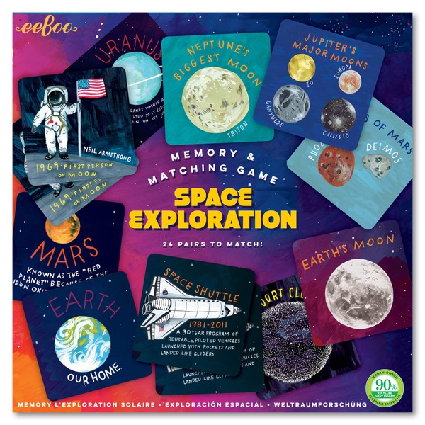 eeBoo: Space Exploration Memory and Matching Game, Developmental and Educational, Sharpens Recognition, Concentration and Memory Skills, Perfect for Ages 5 and up