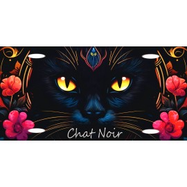DIGIART INTERNATIONAL BLACK CAT CHAT NOIR PAWS ANIMAL LOVE FRIEND METAL CAR NOVELTY LICENSE PLATE
