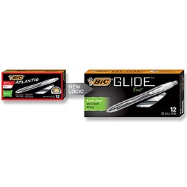 BIC Glide Exact Retractable Ball Point Pen, Fine Point (0.7 mm), Black, Precise Lines For Clean Writing, 12-Count