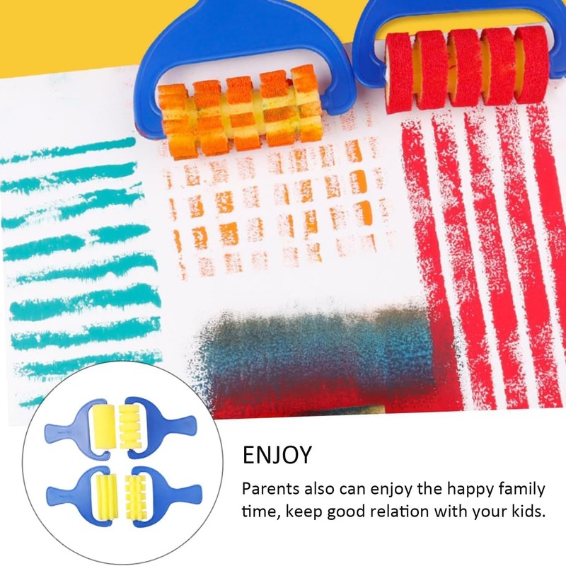 Drawing Sponge Roller Brush Roller,4Pcs Drawing Sponge Roller Paint Graffiti