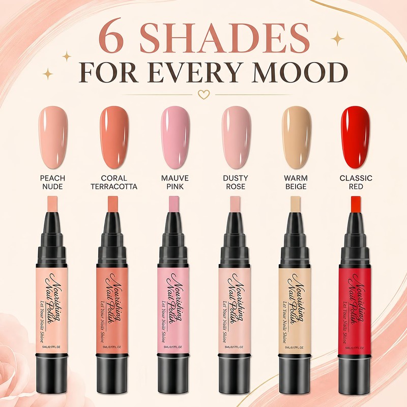 6 Pcs Quick Dry Nail Polish Pens, No UV Lamp