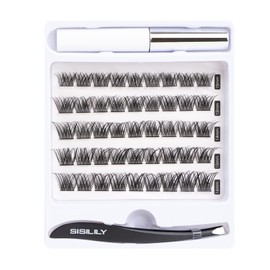 SISILILY Individual Eyelashes with Eyelash Glue Kit, 45 Pieces, Individual Eyelashes, Artificial Eyelashes for Eyelash Extension, Individual Eyelashes for Beginners, Easy to Use, CC Curl
