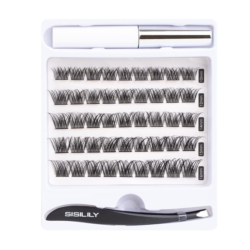 SISILILY Individual Eyelashes with Eyelash Glue Kit, 45 Pieces, Individual
